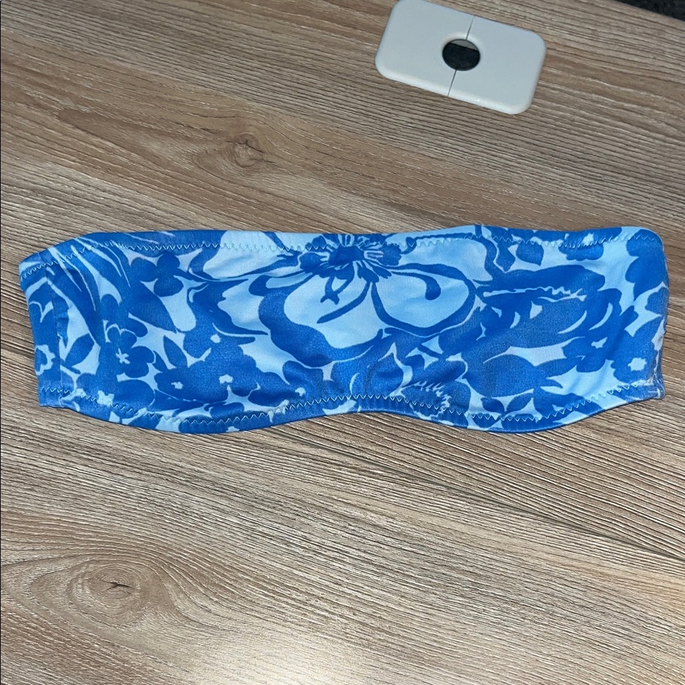 OP Blue Floral Bandeau Bikini Top